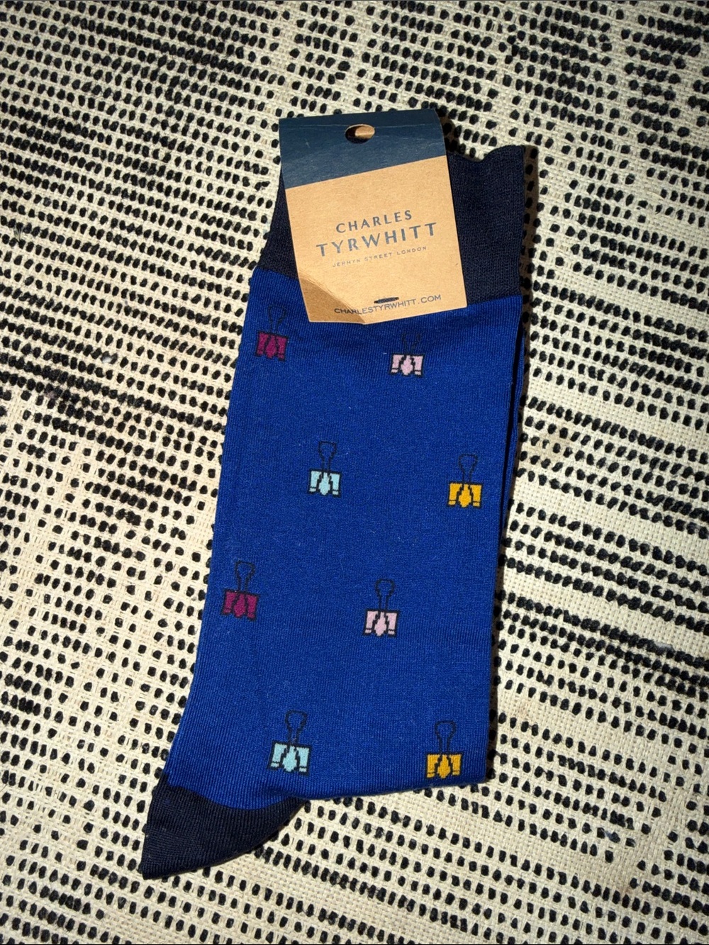 Charles Tyrwhitt Bright Blue Novelty Dress Socks with Multicolor Motifs